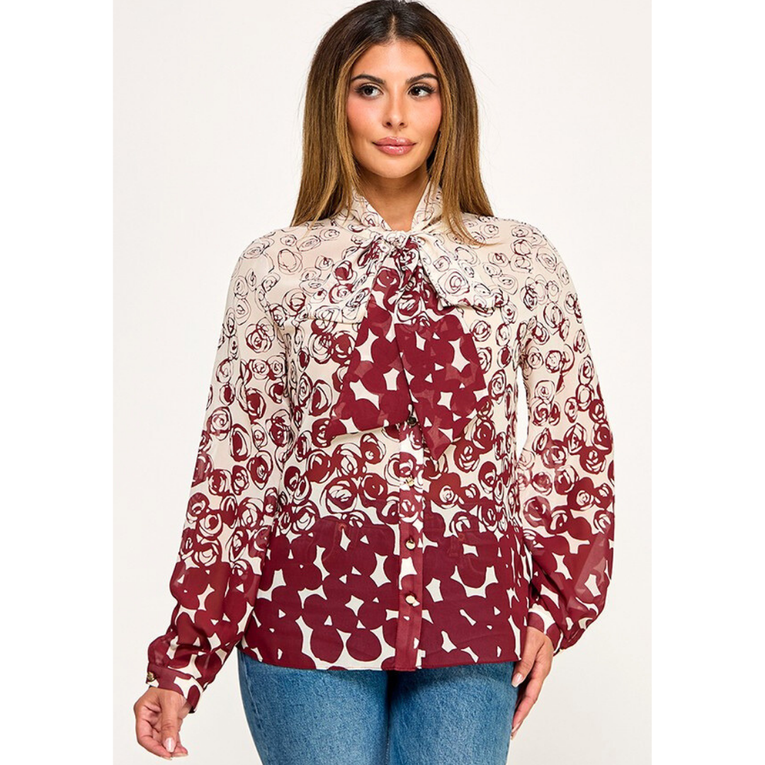 Printed Button Down Top