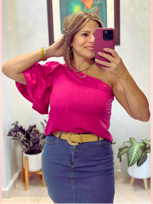 Fuchsia Satin Top