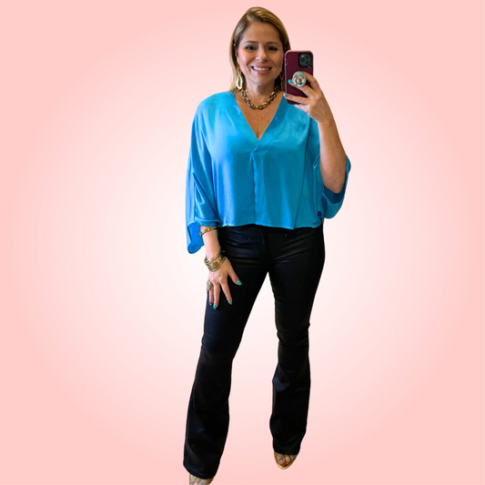 Vibrant Leather Flare Jeans