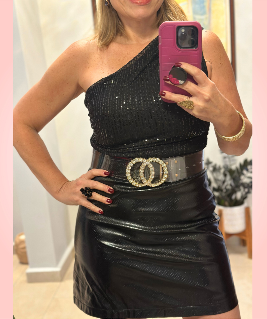 Texture Faux Leather Mini Skirt