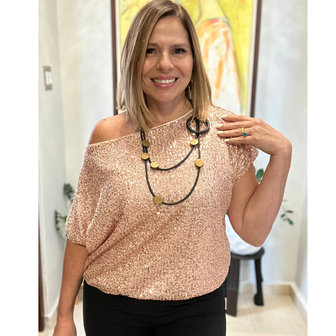 Sequin Rose Gold Top