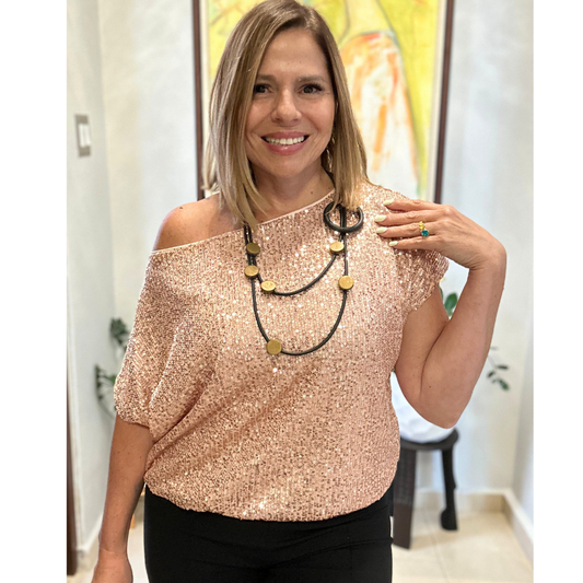 Sequin Rose Gold Top