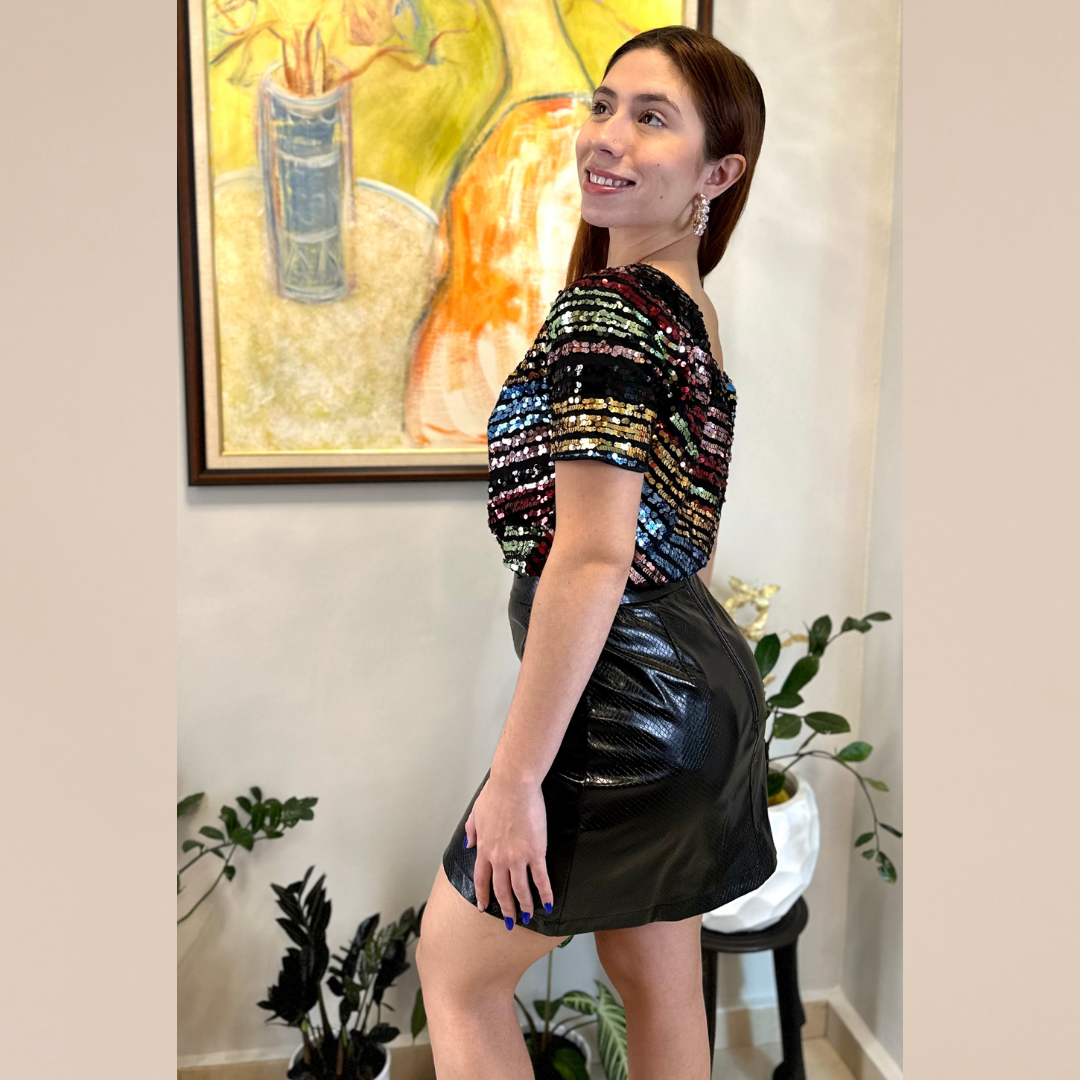 Texture Faux Leather Mini Skirt