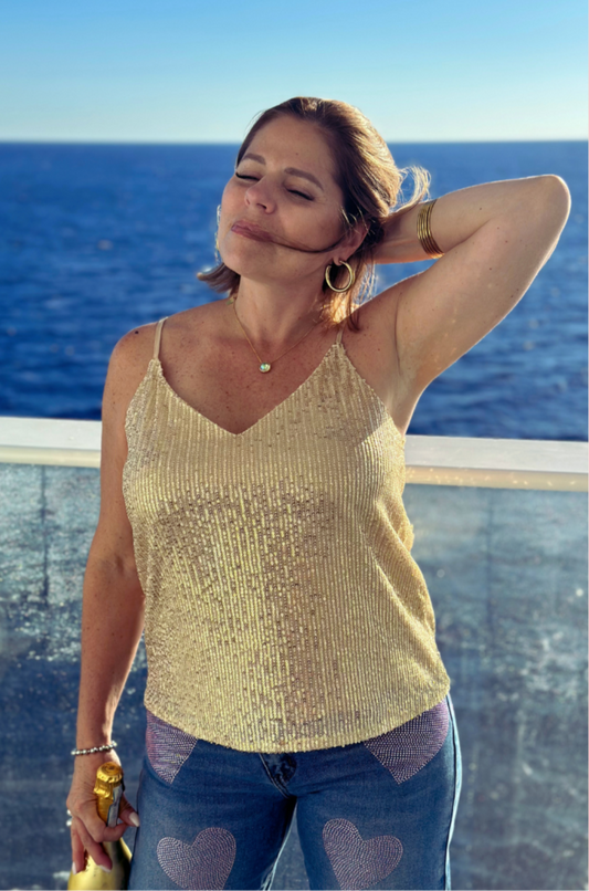 Gold Sequin Tank Top