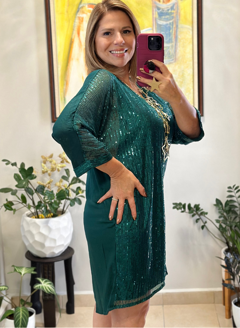 Hunter Green Sequin Dress