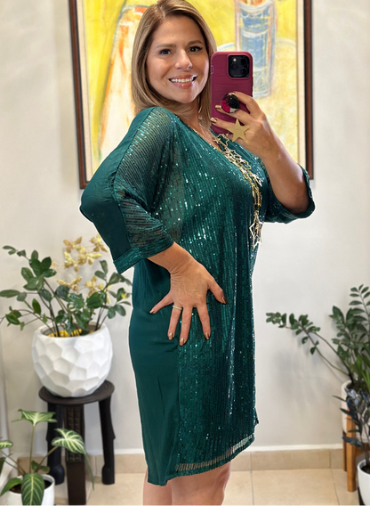 Hunter Green Sequin Dress