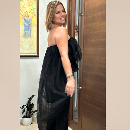 Black High Low Tulle Top