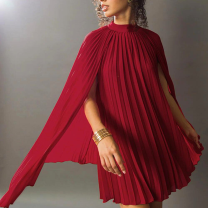 Woven Cape Red Mini Dress