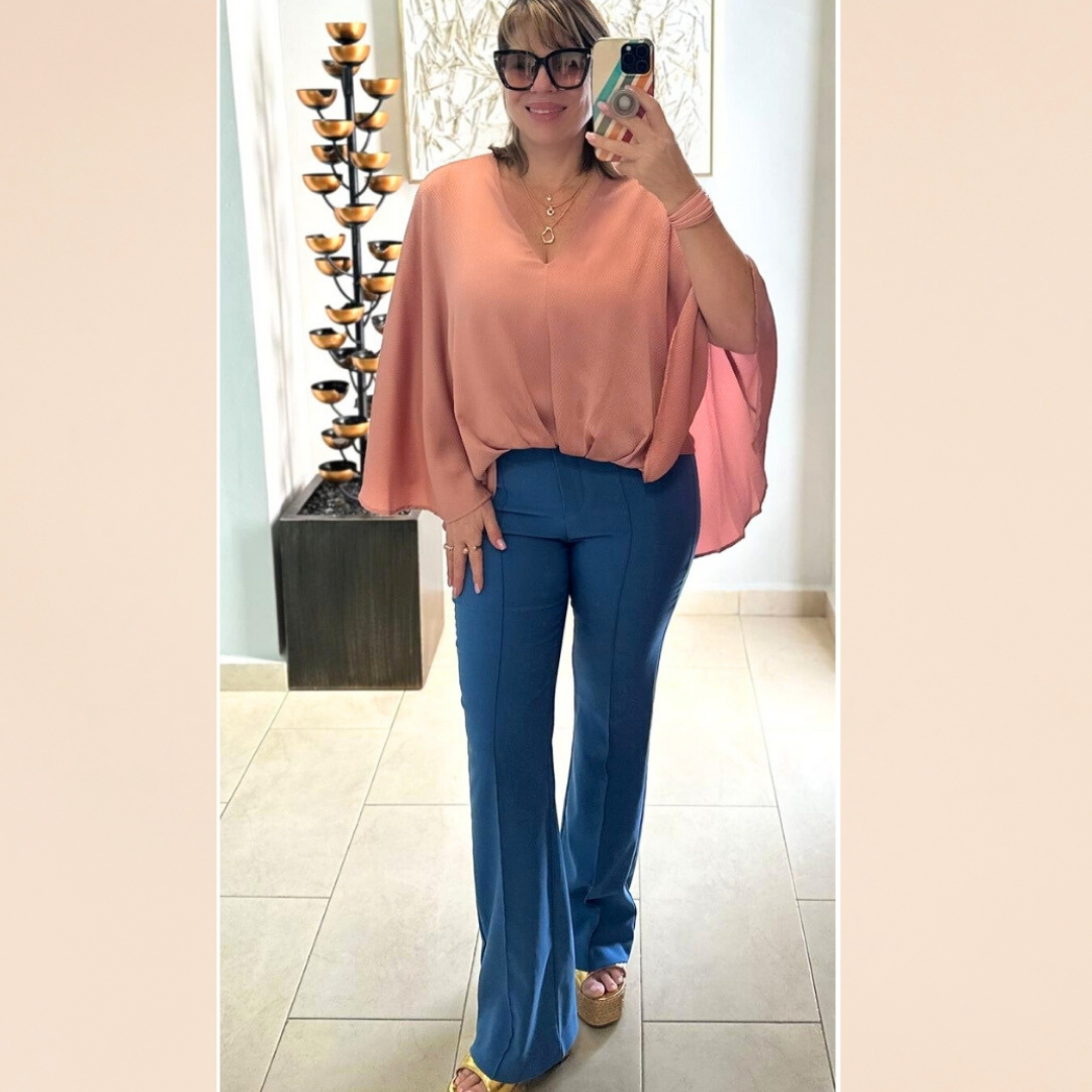 Blue High-Waisted Pants