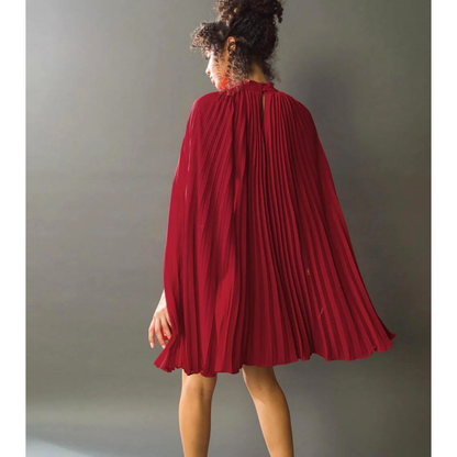 Woven Cape Red Mini Dress