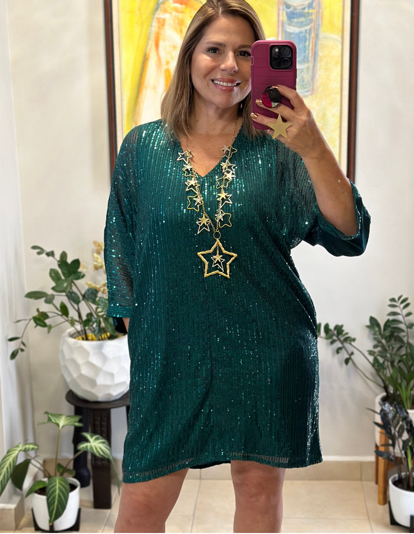 Hunter Green Sequin Dress