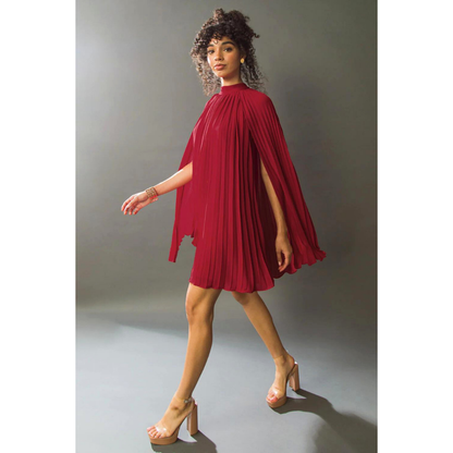 Woven Cape Red Mini Dress