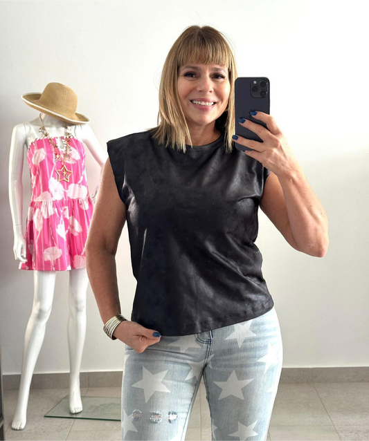 Black Pleather Top