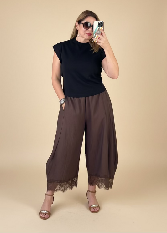 Lace Trim Balloon Pants