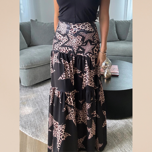Stars and Leopard Print Skirt