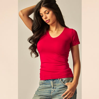 Red Short Sleeve Top