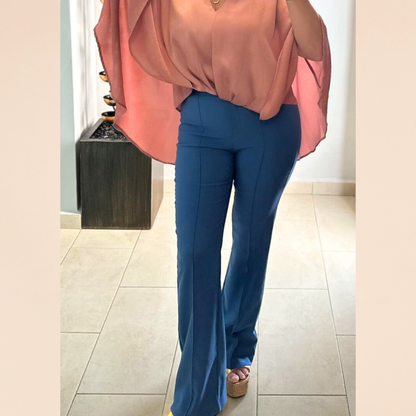 Blue High-Waisted Pants