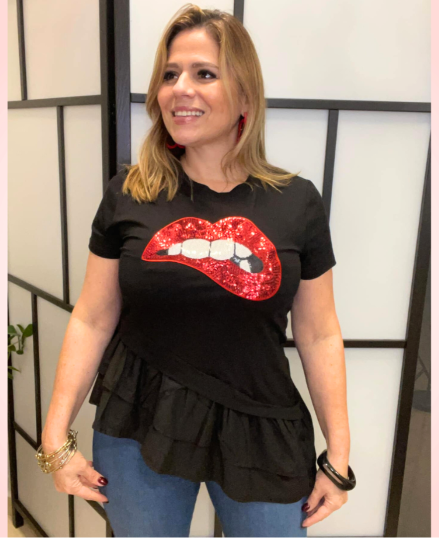 Red Lips Fashion Top