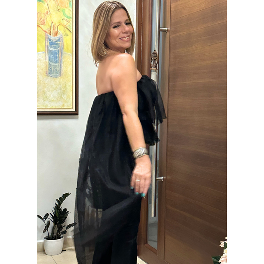 Black High Low Tulle Top