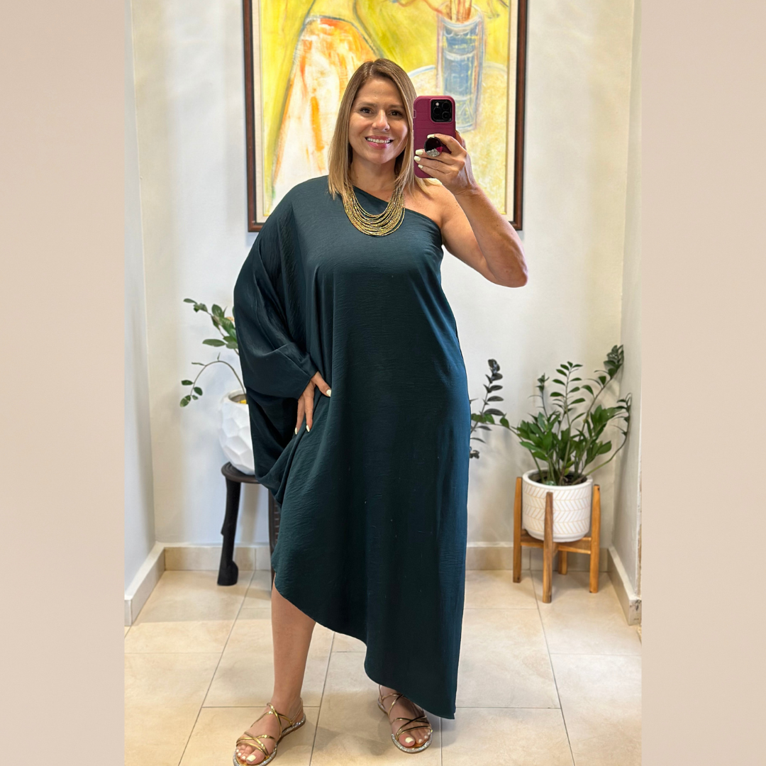 Pine Green Satin Maxi Dress