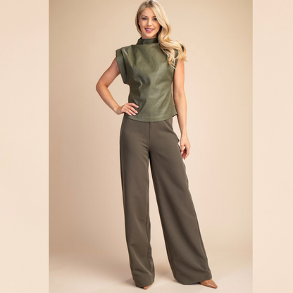 Olive High-Waist Pants