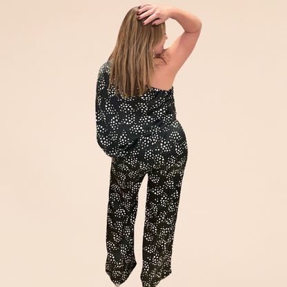 One Shoulder Satin Jumpsuit