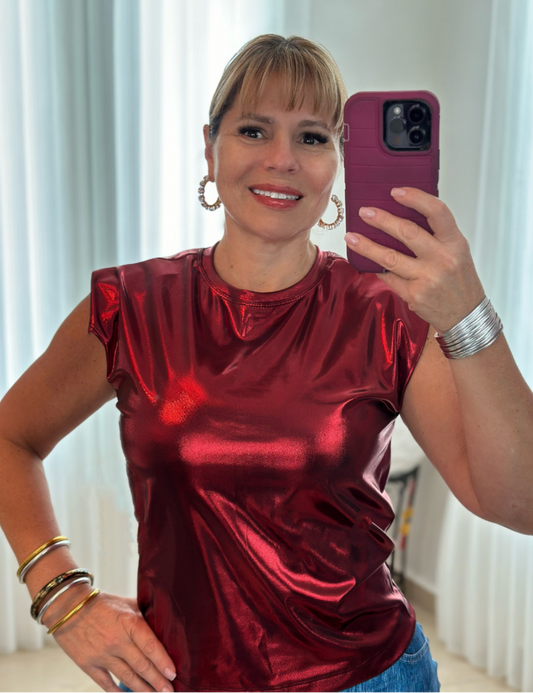 Red Metallic Top