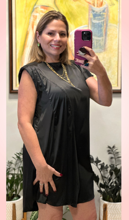 Asymmetric Satin Mini Dress