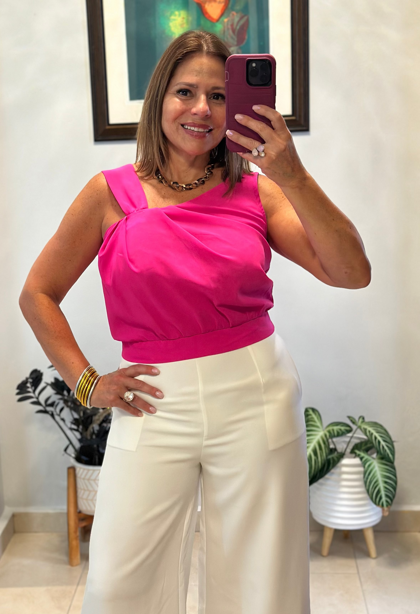Barbie Pink One Shoulder Top