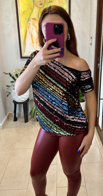 Multi Colors Sequin Top