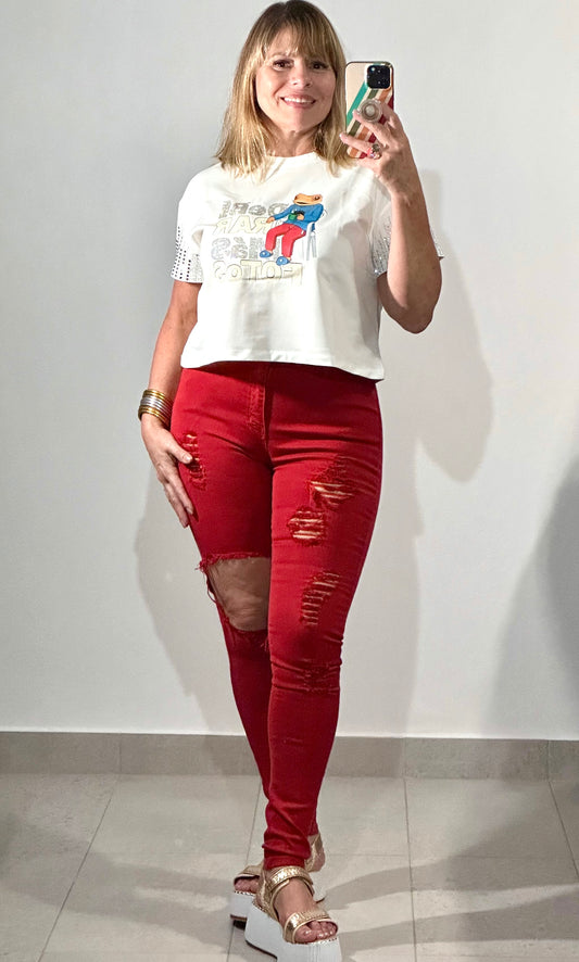 Tencel Vibrant Red Jeans