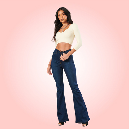 High Waisted Flare Jeans - Dark Stone
