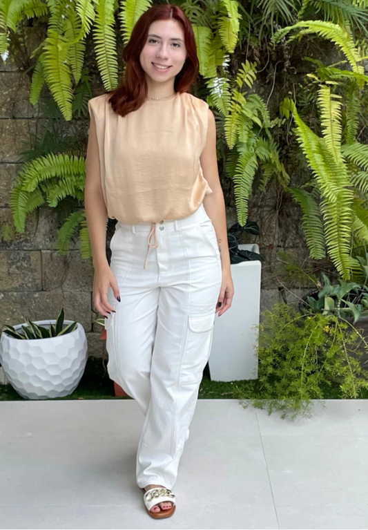 Taupe Satin Top
