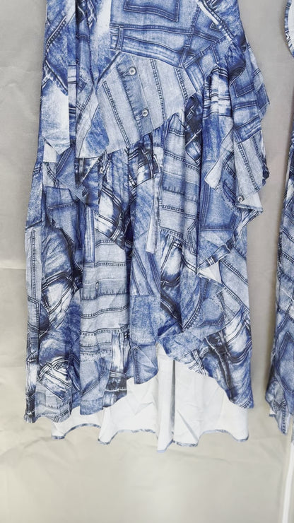 Denim Print Skirt